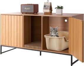 VEVOR Kattenkast, 1200x450x665 mm, Kattenbak met krabpaal en opbergruimte, Kattenbakkast, Kattenhuis, Past op de meeste kattenbakken, voor slaapkamer en woonkamer