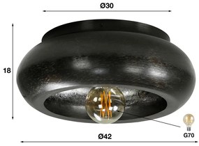 Plafondlamp Zwart Metaal 42 Cm