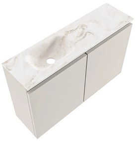 Mondiaz Ture DLux toiletmeubel 80cm linen met wastafel frappe links zonder kraangat