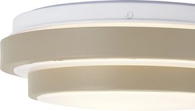 Moderne plafondlamp taupe met wit 25cm IP44 - Walden