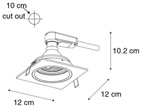 Set van 6 Vierkante inbouwspot wit verstelbaar - Chuck 70 GU10 Binnenverlichting Lamp