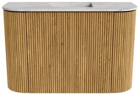 Mondiaz Joya DLux 65cm toiletmeubel ronding links/rechts oak met wastafel faye midden zonder kraangat glace