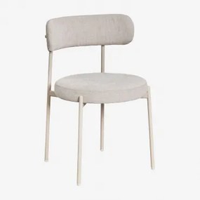 Pakket Van 4 Anisa Gestoffeerde Eetkamerstoelen Tapioca Beige & Gebroken Wit Chenille - Sklum