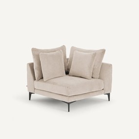 Hoekbank in stone-kleurig fluweel, MODERNISTE, ontwerp van Emmanuel Gallina