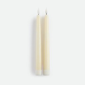 Set van 2 ledkaarsen, van was, hoogte 24,5 cm