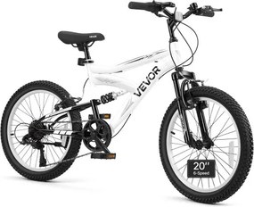 VEVOR Mountainbike 20 inch, 6 versnellingen, carbon frame, volledige vering, ideaal voor recreatief gebruik in parken en op fietspaden, met verstelbaar zadel, bel, reflectoren, bevestigingspunt voor verlichting en remmen.
