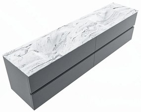 Mondiaz Vica DLux badmeubel 200cm plata 4 lades met wastafel glace dubbel zonder kraangat