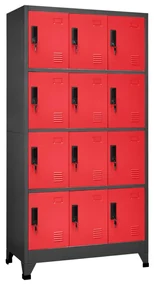 vidaXL Lockerkast 90x45x180 cm staal antracietkleurig en rood