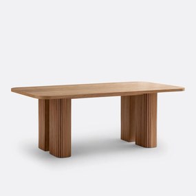 Rechthoekige eettafel, eiken en grenenfineer, 6 tot 8 couverts, LATTI