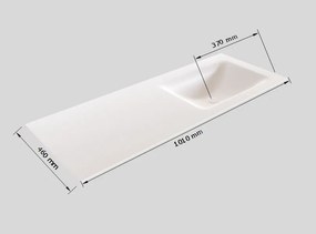 Zaro Sevilla Solid Surface badmeubel 100cm licht eiken zonder kraangat spoelbak rechts met 2 lades