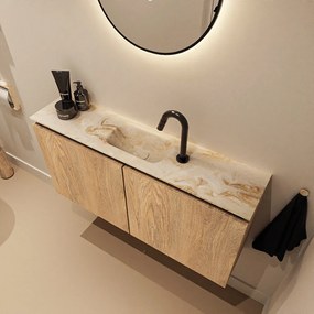 Mondiaz Ture DLux toiletmeubel 100cm washed oak met wastafel frappe midden met kraangat