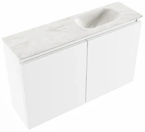 Mondiaz Ture DLux toiletmeubel 80cm talc met wastafel ostra rechts zonder kraangat
