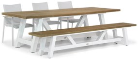 Tuinset 6 personen 260 cm Aluminium/teak Wit Lifestyle Garden Furniture Brandon/Florence