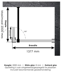Brauer JC profielloze inloopdouche 140/40cm draaibaar koper
