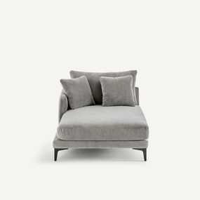 Longchair in stone-kleurig fluweel, MODERNISTE, ontwerp van Emmanuel Gallina