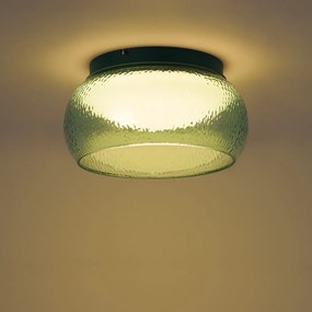 Art Deco plafondlamp groen met glas incl. LED 3-staps dimbaar - Thimble