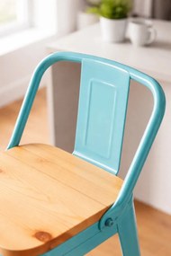 Kruk Torix met rugleuning van natuurlijk hout