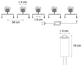 Buitenlamp Set van 5 Moderne grondspots zwart incl. LED IP67 - Linsey Modern Buitenverlichting
