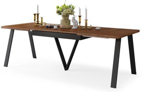 AVERY Doubs-noten/onderkant zwart - LOFT/INDUSTRIËLE TAFEL VOOR WOONKAMER/EETKAMER UITKLAPBAAR TOT 330 cm!