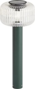 Modern buiten paaltje groen met ribbelglas incl. LED solar IP65 - Ribble Mushroom