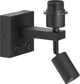 Moderne wandlamp zwart met leeslamp - Brescia