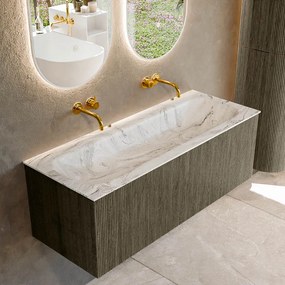 Mondiaz Kurve-dlux 120cm badmeubel shadow met 1 lade en wastafel big large midden zonder kraangat glace