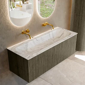 Mondiaz Kurve-dlux 120cm badmeubel shadow met 1 lade en wastafel big large midden zonder kraangat glace