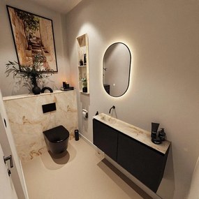 MONDIAZ TURE-DLUX 100cm toiletmeubel Urban. EDEN wastafel Frappe positie links. Zonder kraangat. TUREDX100URBL0FRA