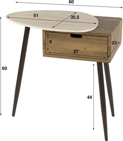 Nachtkastje Met Travertin Blad Links - 60x35x60cm.