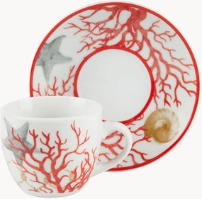 Porseleinen koffiekopjes & schoteltjes Coral, 6-delig
