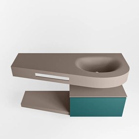 Mondiaz Riva badmeubel 120cm Smag met 1 lade en wastafel rechts 0 kraangaten Smoke