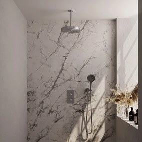 Brauer Stripe inbouw regendouche met 25cm hoofddouche, plafondarm en 3 standen handdouche set 18 RVS geborsteld PVD