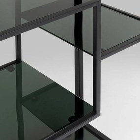 Kare Design Loft Smal Laag Wandrek Staal Met Glas Zwart - 60x30x100cm.