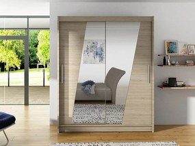 Kledingkast Closico 155, Sonoma eik, 200x150x58cm, 117 kg, Kledingkast deuren: Schuivend, Aantal planken: 5, Aantal planken: 5