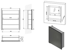 Sapho Integra inbouw spiegelkast met LED verlichting 65x70cm