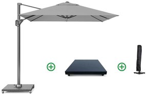 Zweefparasol  2.5x2.5m T1 (incl .voet + hoes) light grey Geel Platinum Voyager