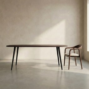 Deens Ovale Tafel Donkerbruin 220x100 Cm - 220 X 100cm.