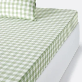 Hoeslaken in katoen, omslag 30 cm, Veldi groen