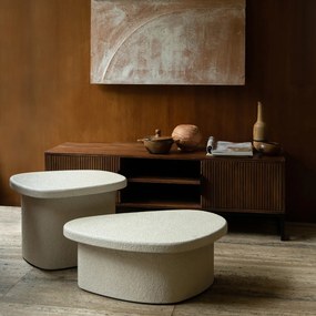 Dutchbone Veda Low Witte Bijzettafel Organisch - 56 X 41cm.