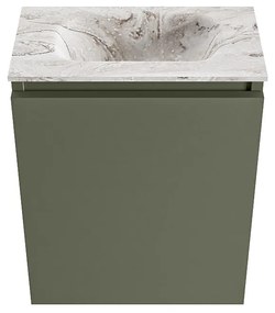 Mondiaz Ture DLux toiletmeubel 40cm army met wastafel glace midden zonder kraangat