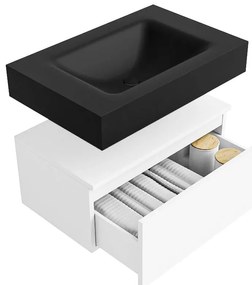 Zaro Alan badmeubel 70cm talc 1 lade met vrijhangende wastafel cloud midden zonder kraangat urban