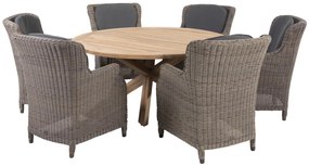 4 Seasons Outdoor Brighton dining set Pure met Prado tafel Ø160 cm  Tuinset     weerbestendig