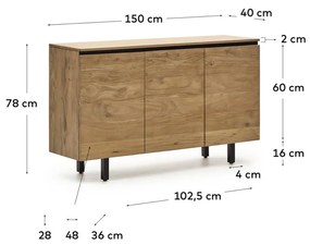 Kave Home Uxue Dressoir Massief Acacia Hout 150 Cm - 150x40x88cm.