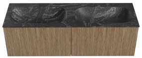 Mondiaz Kurve-dlux 140cm badmeubel dusk met 2 lades en wastafel stor small dubbel zonder kraangat lava