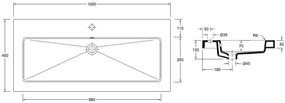 Mueller Single flat meubelwasbak 100x46cm met kraangat