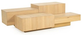 Eleonora Quinten Grote Salontafel Eiken Blokken Naturel 140x75 Cm - 140 X 75cm.