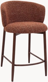 Gestoffeerde bouclé barstoelen Amalia met poten in houtlook, 2-delig