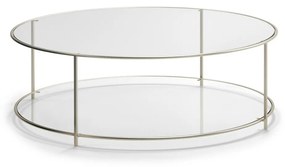 Ronde salontafel in gesatineerd nikkel , Sybil