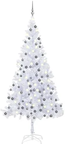 vidaXL Kunstkerstboom met LED's en kerstballen L 240 cm wit