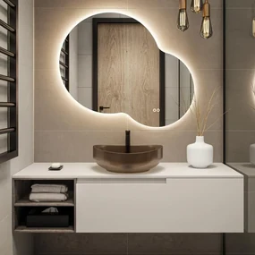 Hipp design 18000 organische spiegel 120x100cm met LED verlichting en spiegelverwarming